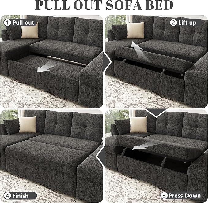 Huatean Home Oversized Sleeper Sofa Couch, 110 inch 2 in 1 Pullout Couch Bed - Image 7