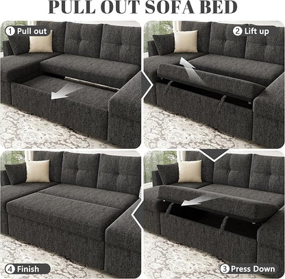 Huatean Home Oversized Sleeper Sofa Couch, 110 inch 2 in 1 Pullout Couch Bed - Image 7