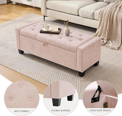 Huatean Home 43" Ottoman with Storage, Upholstered Entryway Bench with Seating - Image 4
