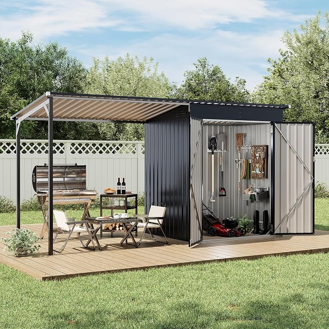 Polar Aurora 12×4 FT Outdoor Storage Shed & Hardtop Gazebo Combo, 6x4 FT Small - Image 8