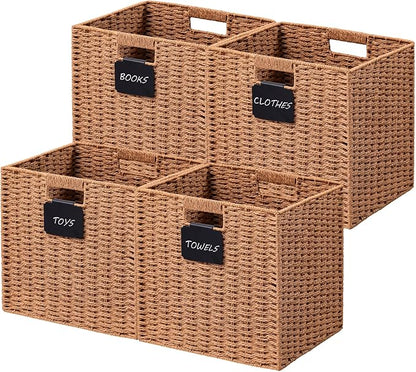 UBBCARE 4 Pack Wicker Basket, 12×12 Storage Cubes by UBBCARE