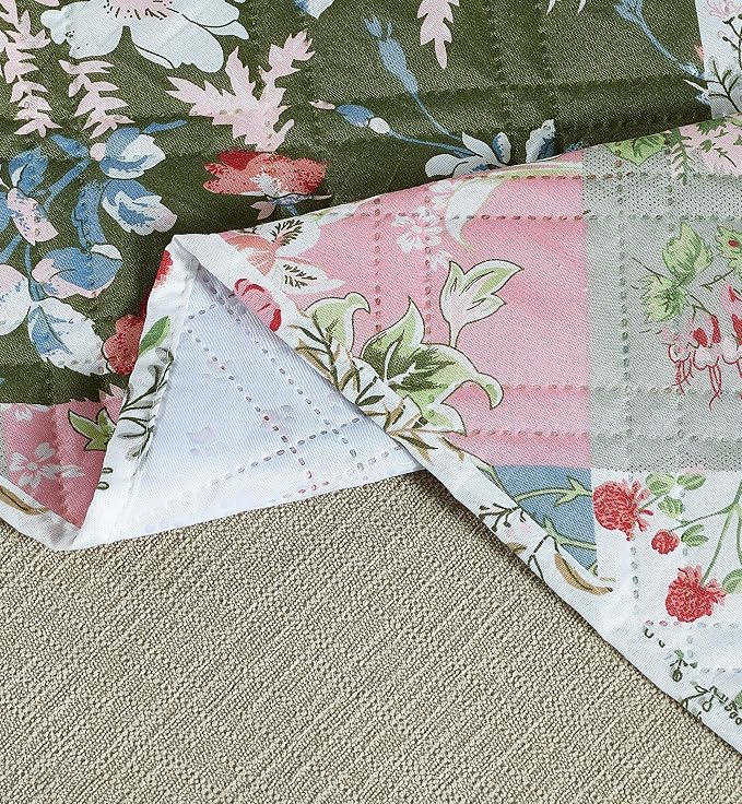Brilliant Sunshine Peach Flowers Patchwork Couch Armrest 5 Pockets Organizer - Image 3
