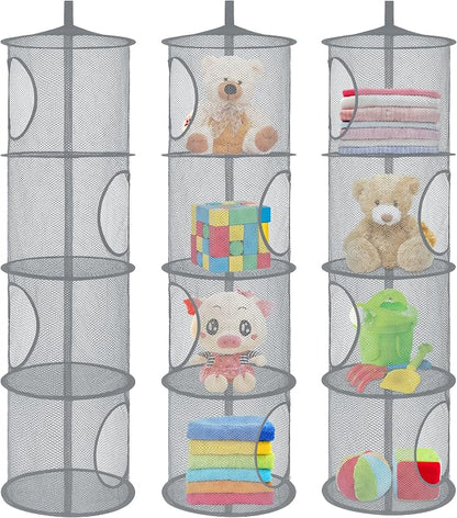 3Pcs Hanging Stuffed Animal Storage Hammock Net 4 Tiers, Holds Plushies - Image 6