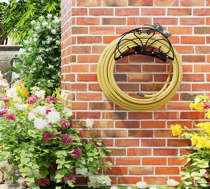 Fire Beauty Heavy-Duty Metal Hose Holder, Wall-Mounted Garden Hose Reel - Image 3