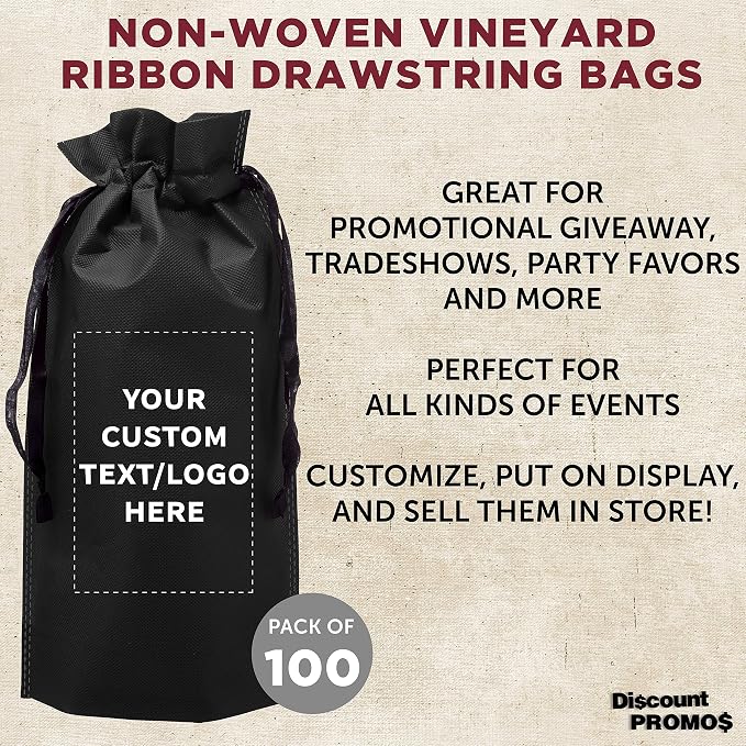 DISCOUNT PROMOS Non-Woven Vineyard Two Bottle Wine Bags - Image 3