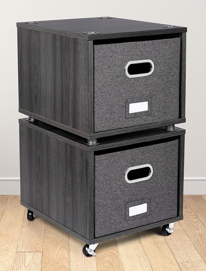 BIRDROCK HOME Rolling File Cabinet – Decorative Storage Shelf w/Removable Bins - Image 2