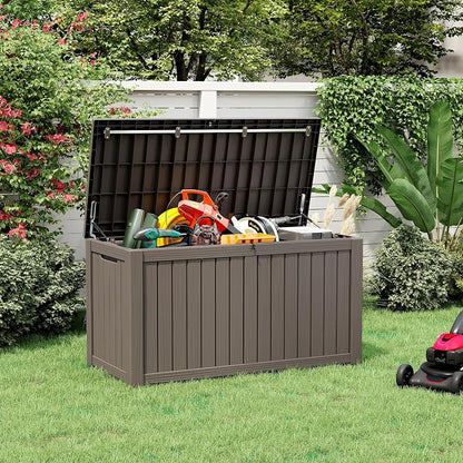 NUNU LAB 151 Gallon Outdoor Storage Box, Resin Large Sturdy Deck Box, Backyard - Image 8