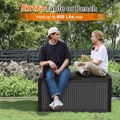 100 Gallon Outdoor Storage Box Waterproof, Resin Deck Box Doubles as 2-Person - Image 8