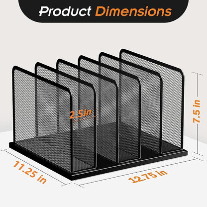 Kuntine.B Desk File Organizer 5 Upright Mesh Desktop Organizer File Sorter - Image 2