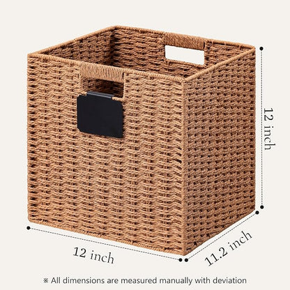 UBBCARE 4 Pack Wicker Basket, 12×12 Storage Cubes - Image 2