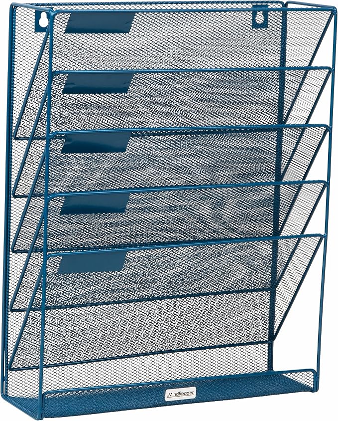 Mind Reader 5-Pocket Vertical File Storage, Desktop Organizer, Wall Mount - Image 7