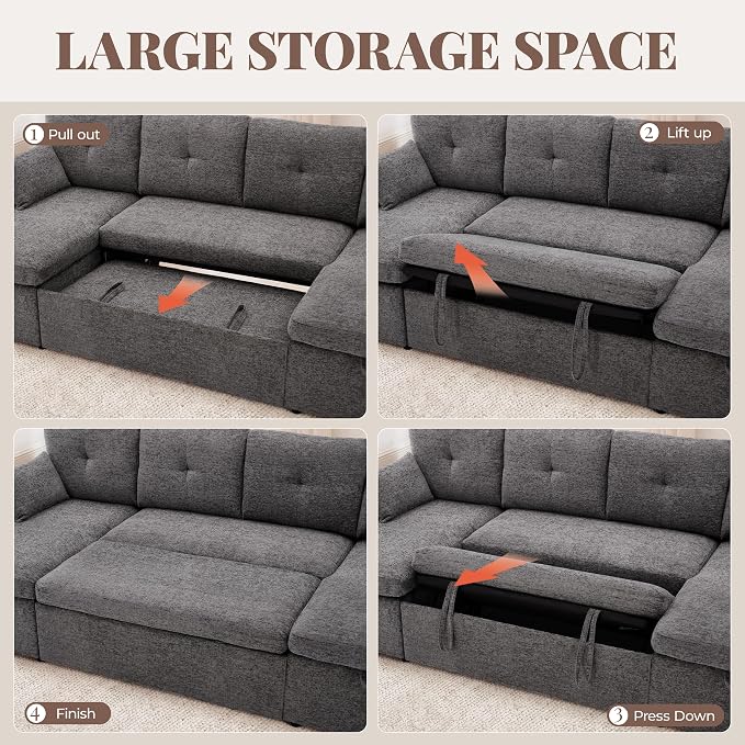 Huatean Home 100" Oversized Sleeper Sofa Couch, 2 in 1 Pullout Couch Bed - Image 7
