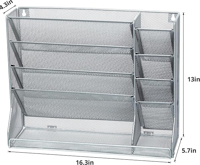 File Organizer Wall Mounted 4 Tiers Durable Adjustable Metal Vertical Hanging - Image 7