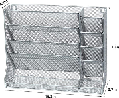 File Organizer Wall Mounted 4 Tiers Durable Adjustable Metal Vertical Hanging - Image 7