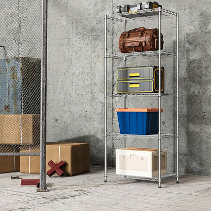 IZEUK 5-Tier Chrome Metal Storage Shelves, Adjustable Wire Shelving Unit - Image 9