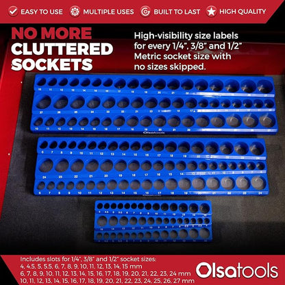 Olsa Tools 3-Row Magnetic Socket Organizer - Image 4