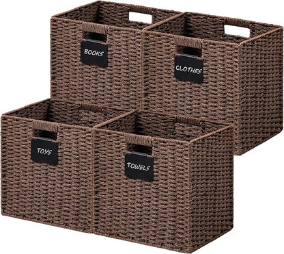 UBBCARE 4 Pack Wicker Basket, 13×13 Storage Cubes by UBBCARE