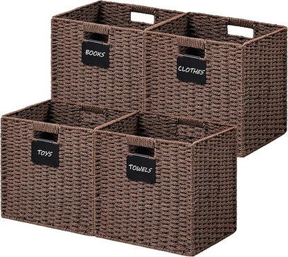 UBBCARE 4 Pack Wicker Basket, 10.5×10.5 Storage Cubes by UBBCARE