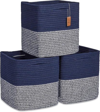 NaturalCozy Storage Cubes 11 Inch Cotton Rope Woven Baskets by NaturalCozy