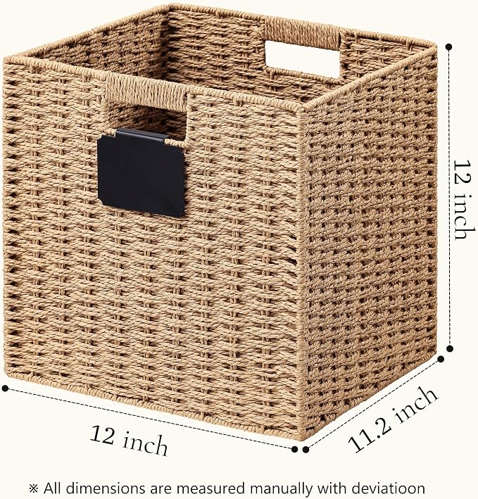 UBBCARE 4 Pack Wicker Basket, 12×12 Storage Cubes - Image 2