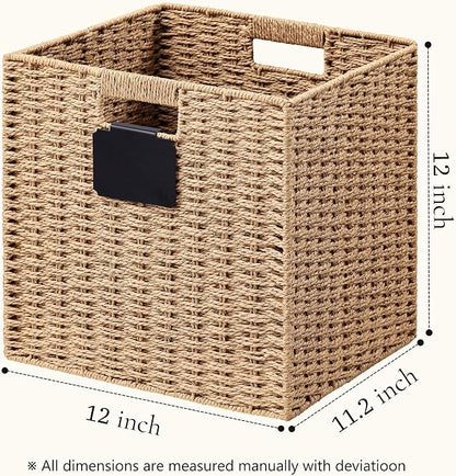 UBBCARE 4 Pack Wicker Basket, 12×12 Storage Cubes - Image 2