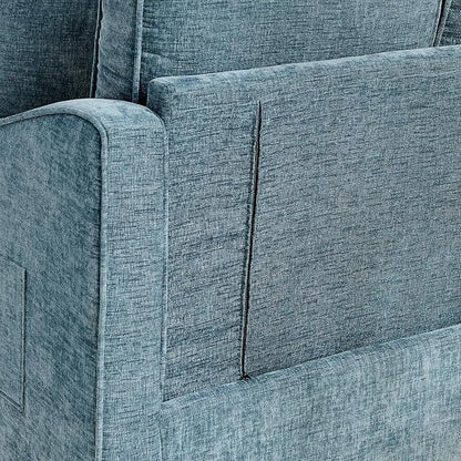 ERYE Chenille Tufted Loveseat Sofa and Ottoman Set, Tufted Recliner Sleeper - Image 11