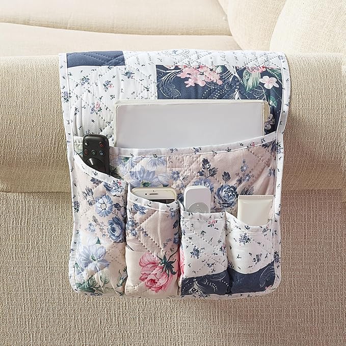 Brilliant Sunshine Roses in Beige Couch Sofa Armrest 5 Pockets Organizer by BrilliantSunshine