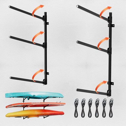 3-Tier Foldable Kayak Wall Mount Rack | Space-Saving Swing-Away Design by Unknown