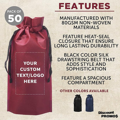 DISCOUNT PROMOS Non-Woven Vineyard Two Bottle Wine Bags - Image 2
