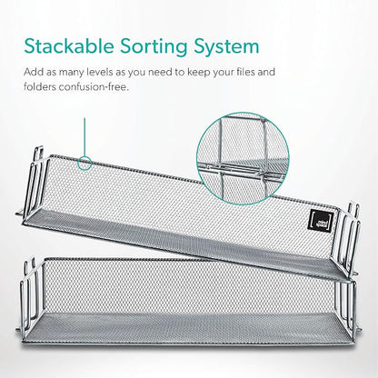 2 Tier Stackable Letter Tray | Paper Tray Desk Organizer | The Mesh Collection - Image 4