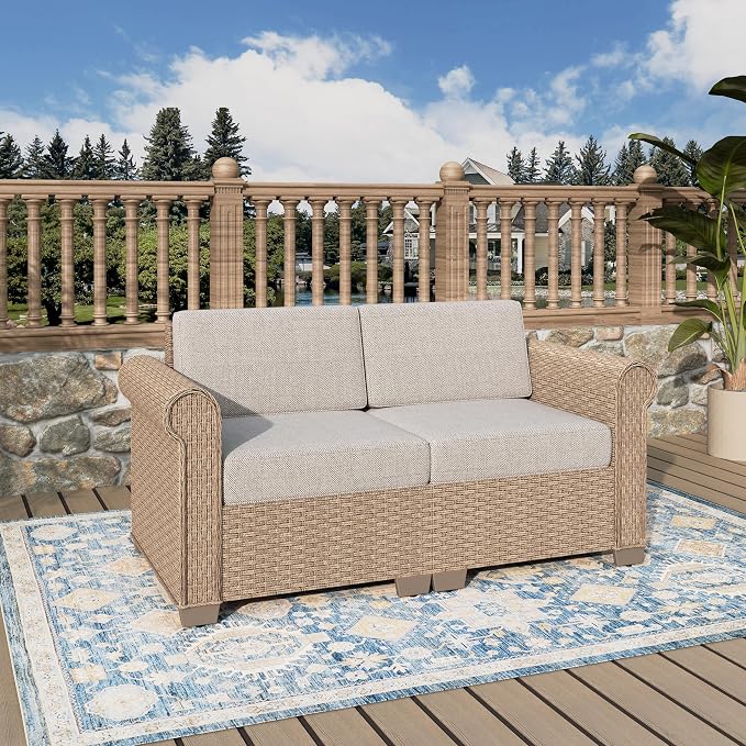 Patio Couch, 2-Piece Outdoor Rattan Wicker Sofa - Image 9