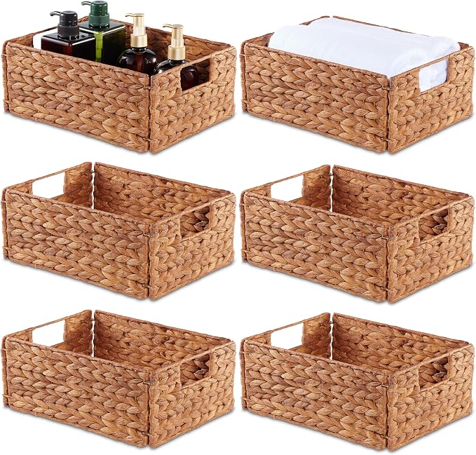 BLUEWEST Wicker Storage Baskets Pack 6, Woven Baskets by BLUEWEST
