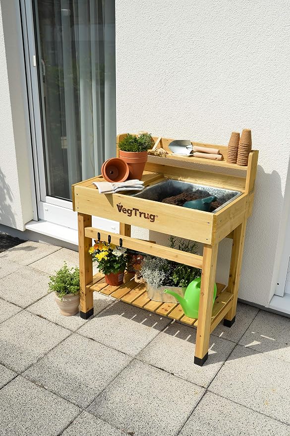 VegTrug® Deluxe Potting Bench, Natural | Potting station, garden work surface - Image 2