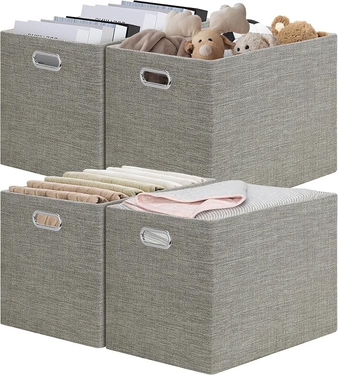Posprica 15.12"x12.13"x12.01" Storage Cube Bins, Linen Decorative Closet by Posprica