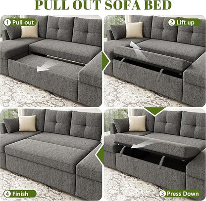 Huatean Home Oversized Sleeper Couch Sofa, 110 inch 2 in 1 Pull Out Couch - Image 7