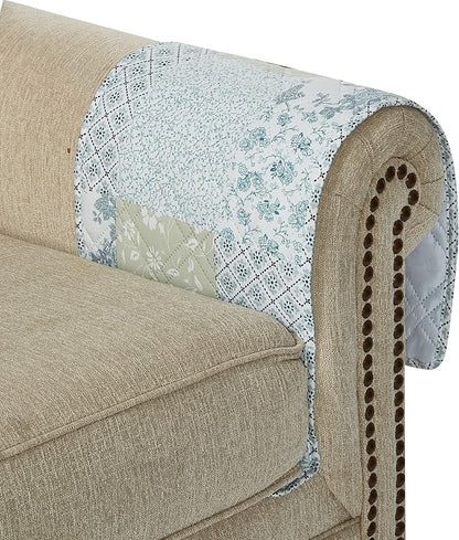 Brilliant Sunshine Multi Blue and Beige Floral Patchwork Couch Armrest 5 - Image 7