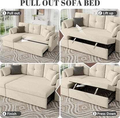 Huatean Home Sleeper Sofa Couch, 2 in 1 Pullout Couch Bed - Image 6