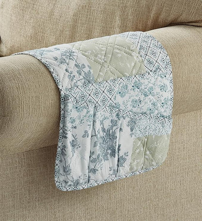 Brilliant Sunshine Multi Blue and Beige Floral Patchwork Couch Armrest 5 - Image 2