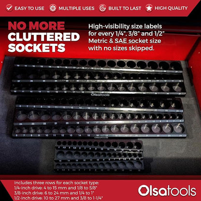 Olsa Tools Magnetic Socket Organizer | 6pc Socket Holder Kit | 1/2-Inch - Image 3
