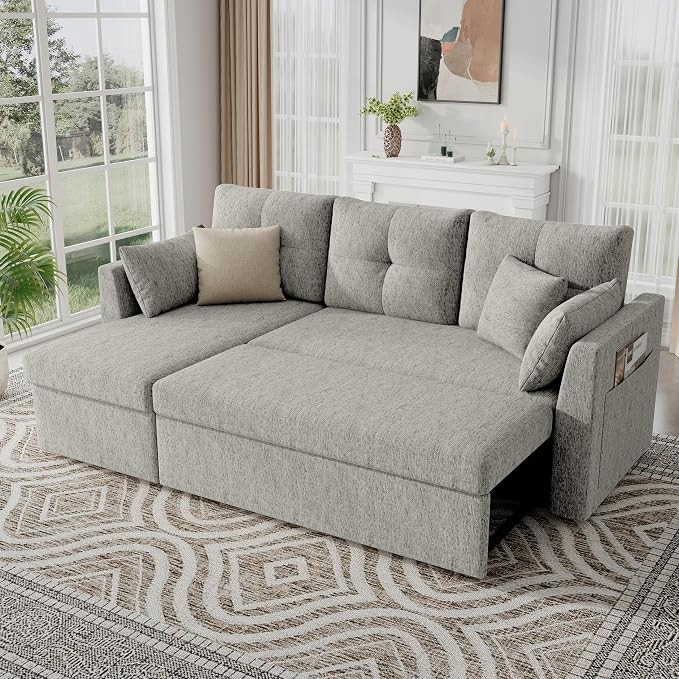Huatean Home Sleeper Sofa Couch, 2 in 1 Sectional Sleeper Couch Bed by huateanhome