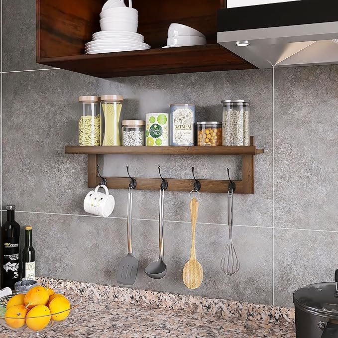 SMIBUY Coat Hooks with Shelf Wall-Mounted, 29.2 Inch Entryway Coat Rack - Image 4