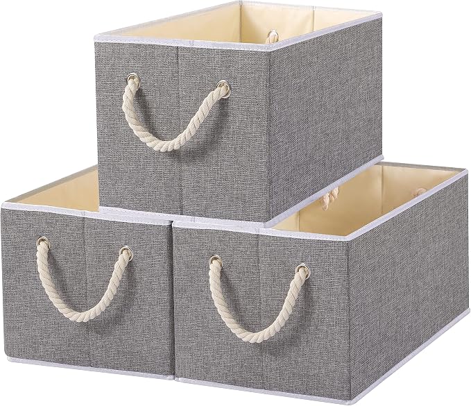 Yawinhe Foldable Fabric Storage Cubes 3-Pack, Collapsible Bins by Yawinhe