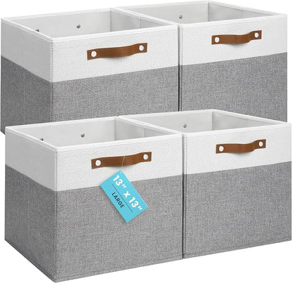 OrganiHaus 13" x 13" x 13" Cube Fabric Storage Bins Set of 4, Fabric Storage by OrganiHaus