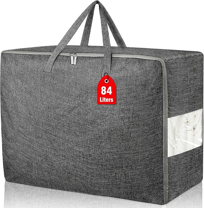 84L Extra Large Storage Bags, Folding Moving Comforter Blanket Storage Bags by Besslly