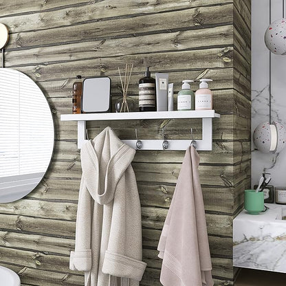 SMIBUY Coat Hooks with Shelf Wall-Mounted, 29.2 Inch Entryway Coat Rack - Image 3