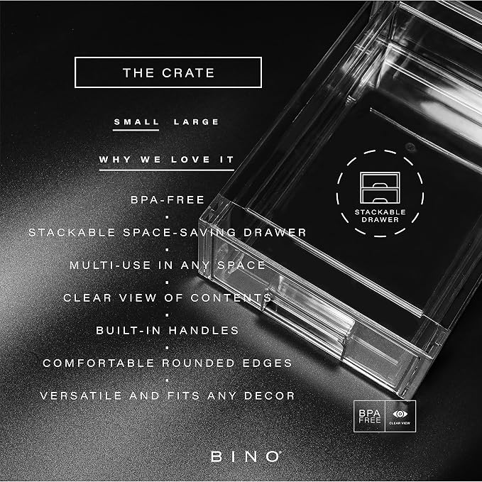 BINO | Stackable Plastic Storage Drawers, Small - Image 4