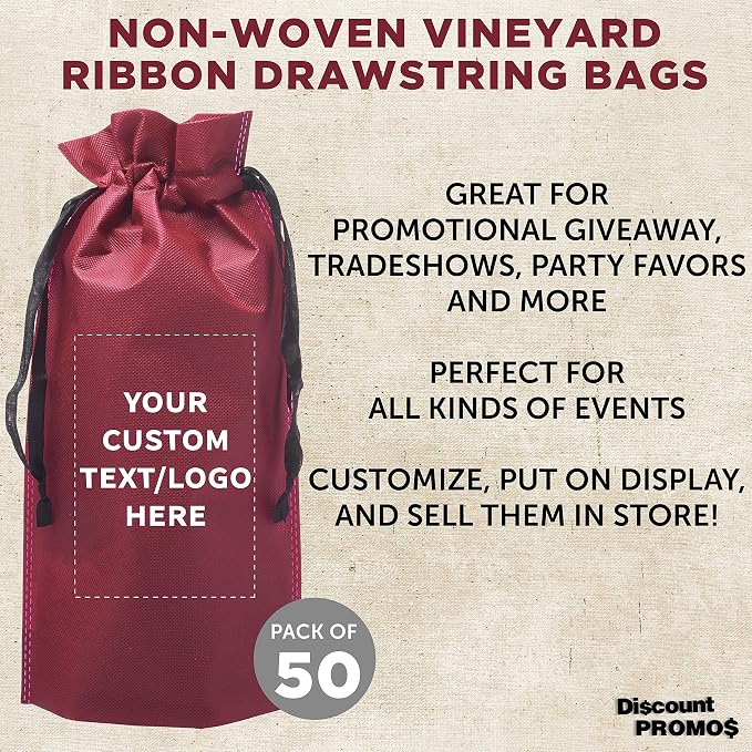 DISCOUNT PROMOS Non-Woven Vineyard Two Bottle Wine Bags - Image 3