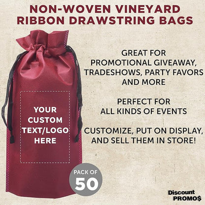 DISCOUNT PROMOS Non-Woven Vineyard Two Bottle Wine Bags - Image 3