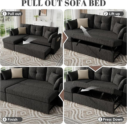 Huatean Home Sleeper Couch Sofa, Sectional Sleeper Sofa Bed - Image 7