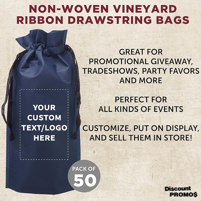 DISCOUNT PROMOS Non-Woven Vineyard Two Bottle Wine Bags - Image 3